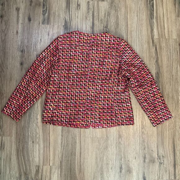 Chicos Jacket Women's Tweed Blazer Full Zip Front Pink Multi Lined Sz 2 US 12/14 - Picture 6 of 9